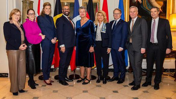 James Cleverly with representatives of four more European nations