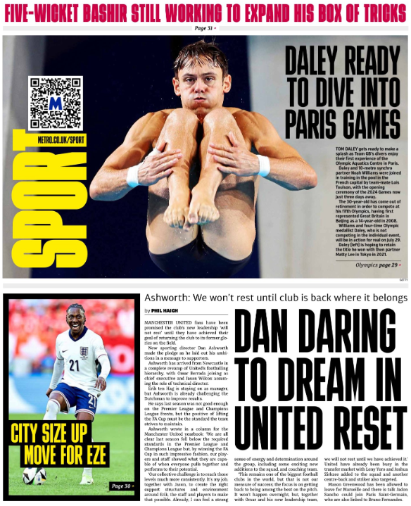 Metro back page