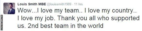 Louis Smith tweet