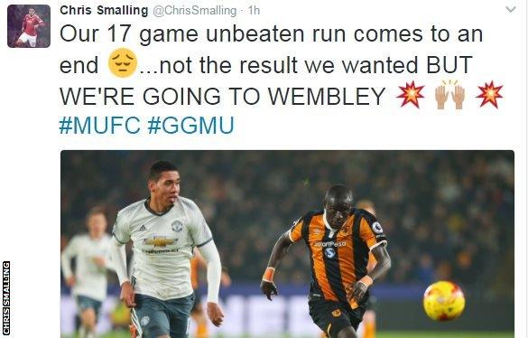 Chris Smalling pointed to the final on 26 February on Twitter after the defeat