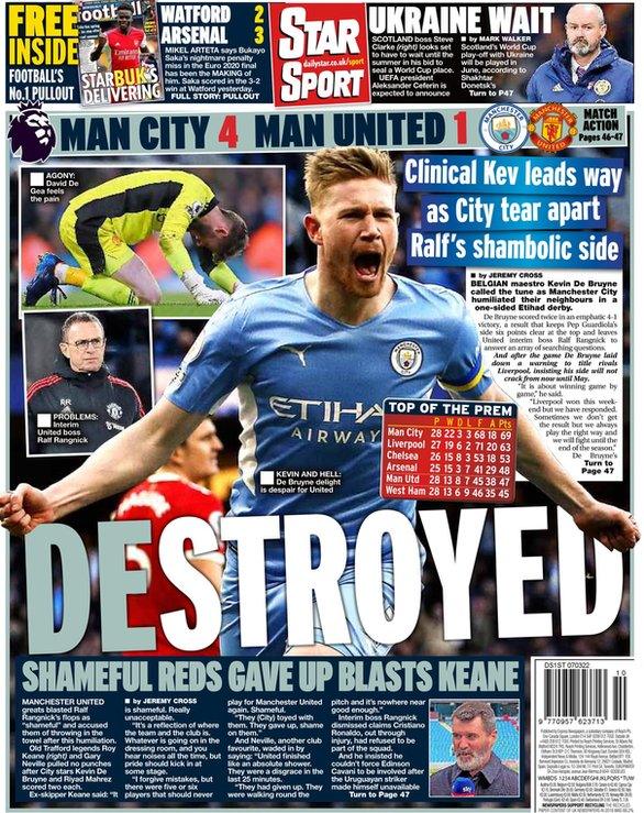 The back page of Monday's Daily Star