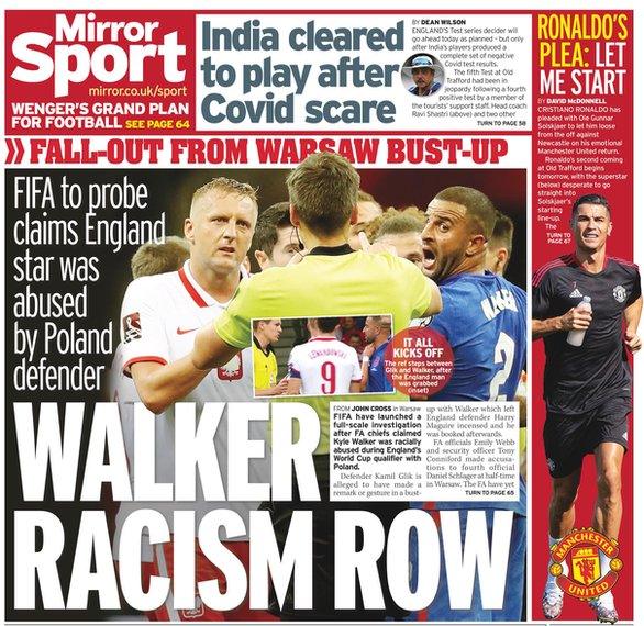 Friday's Daily Mirror back page