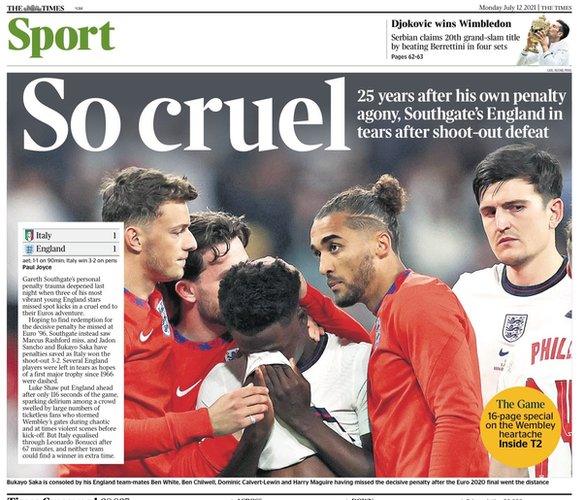The back page of The Times on Monday