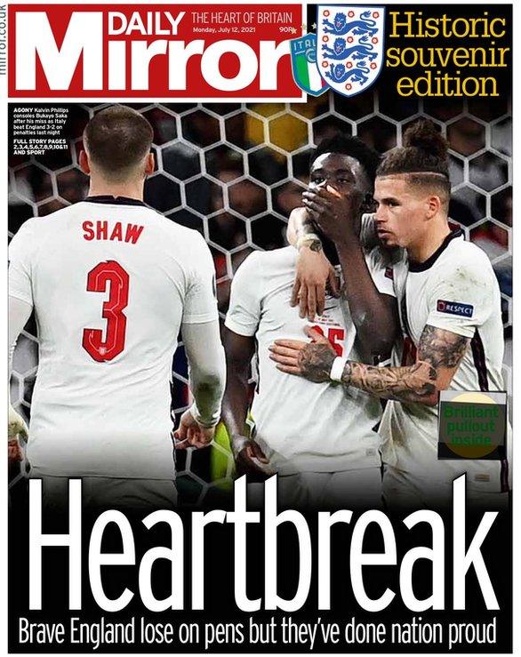Monday's Daily Mirror front page