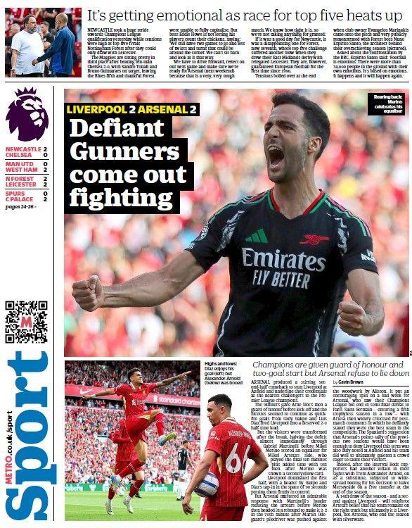 The back page of the Metro