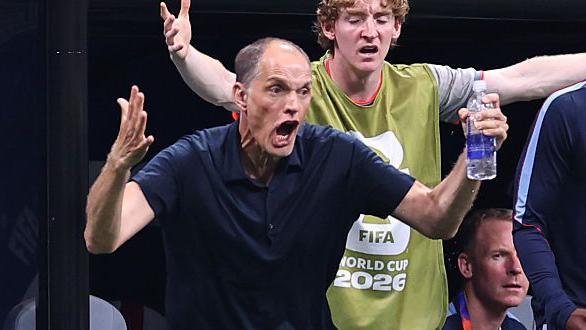 England head coach Thomas Tuchel shows frustration on the touchline