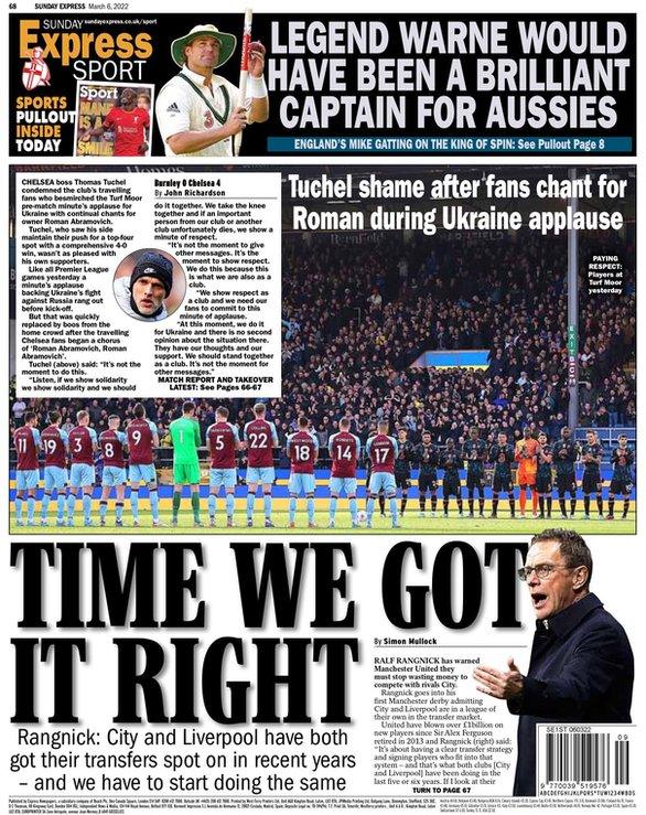 The back page of the Sunday Express