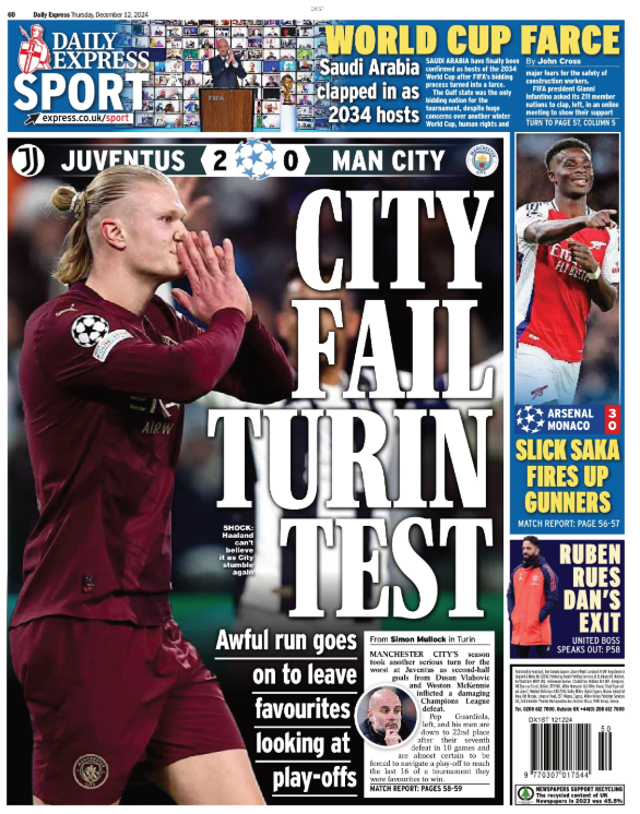 Thursday's Express back page