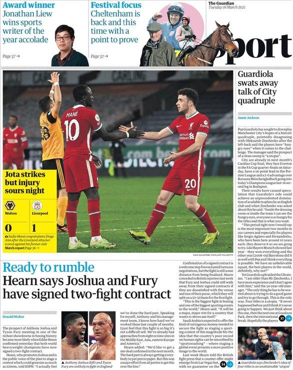 Tuesday's Guardian back page