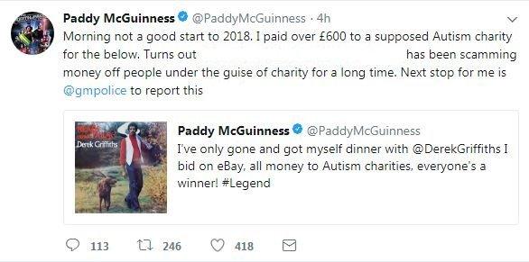 McGuinness tweet about scam