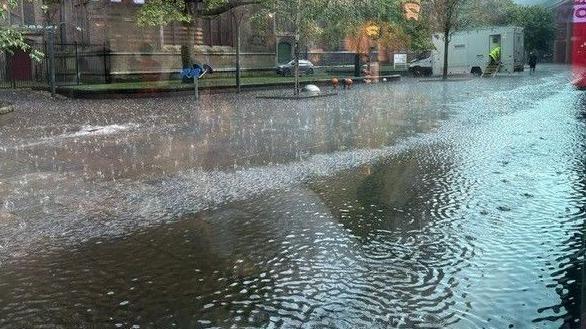 A flooded street