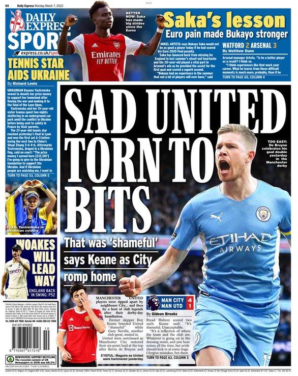 The back page of Monday's Daily Express
