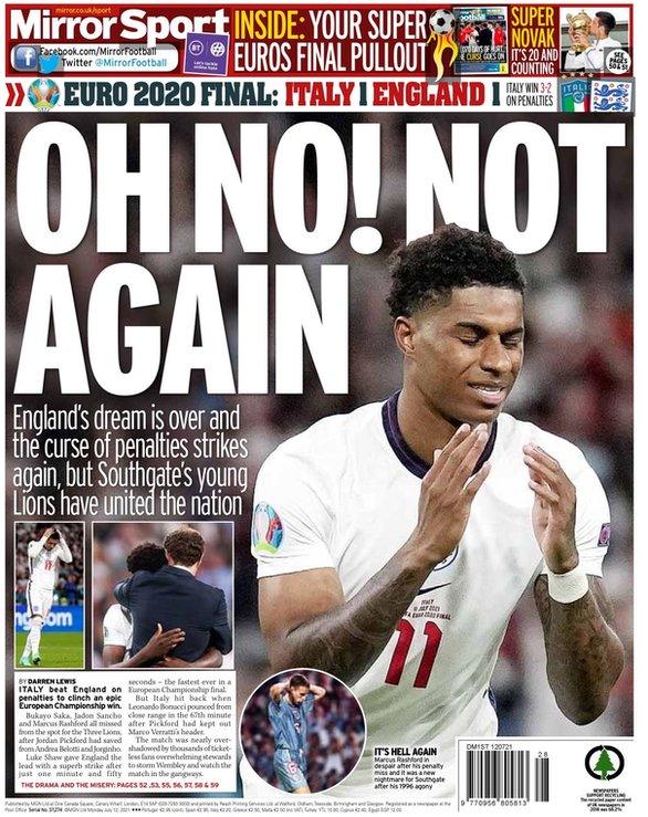 Monday's Daily Mirror back page