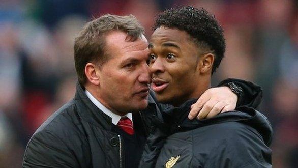 Liverpool manager Brendan Rodgers and Reds forward Raheem Sterling