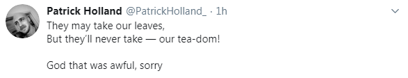 Patrick tweet about tea