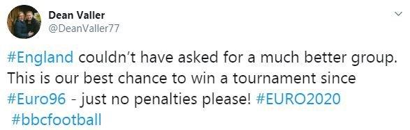 Fan tweet about Euro draw