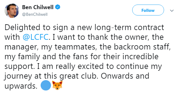 Ben Chilwell tweet