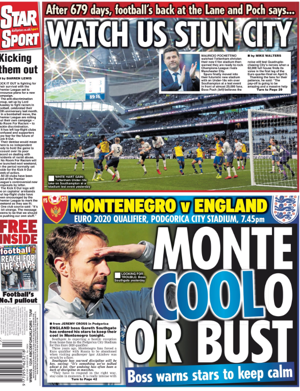 The Star points to Gareth Southgate telling his players to keep their cool