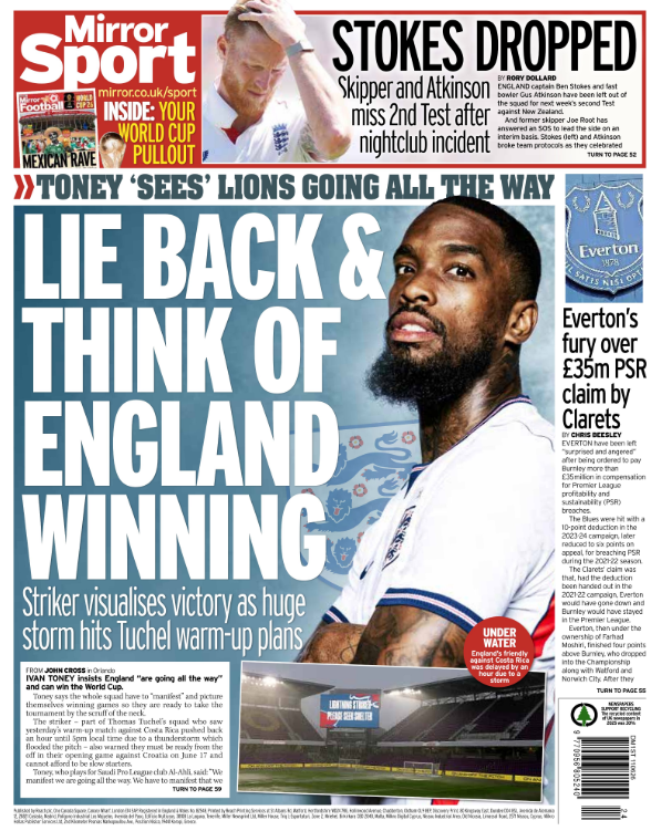 The back page of the Mirror