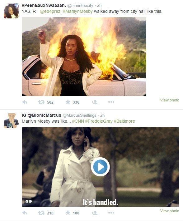 Tweets showing Mrs Mosby walking away from the scene