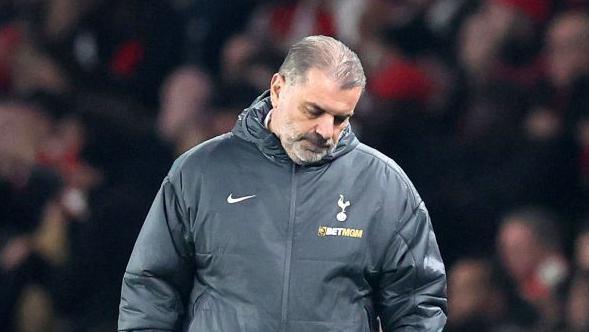 Ange Postecoglou looks despondent during Tottenham's loss to Arsenal