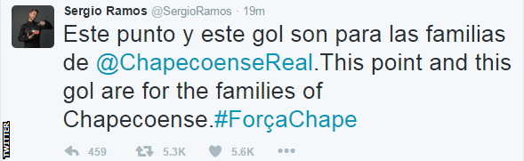 Sergio Ramos tweet