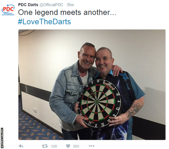 Paul Gascoigne (left) with Phil Taylor