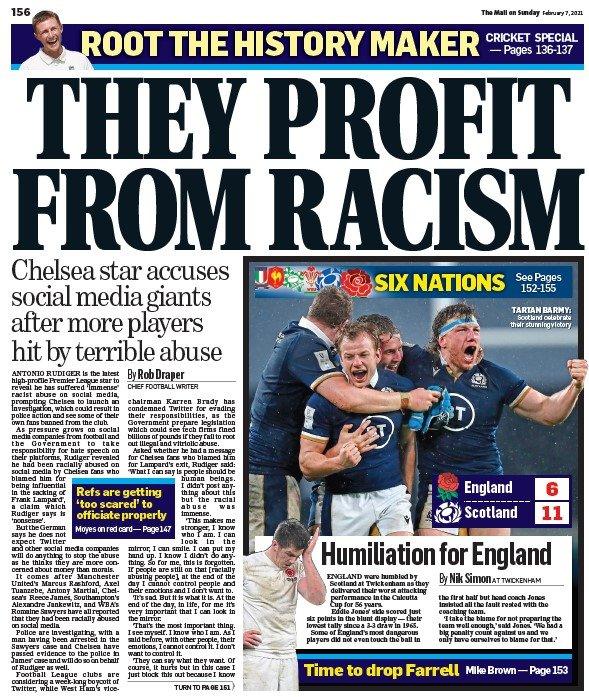 The back page of the Mail on Sunday