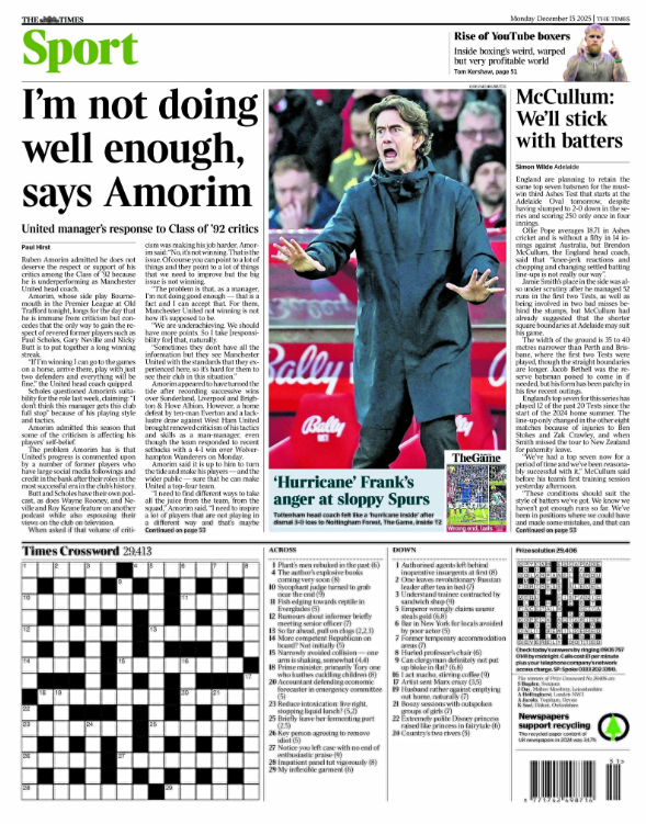 Back page of the Times