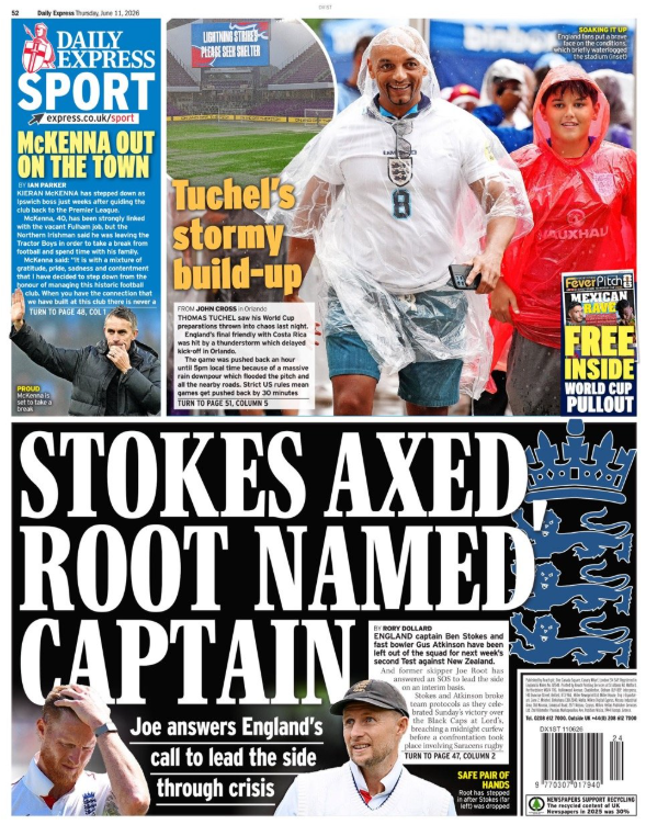 The back page of the Express