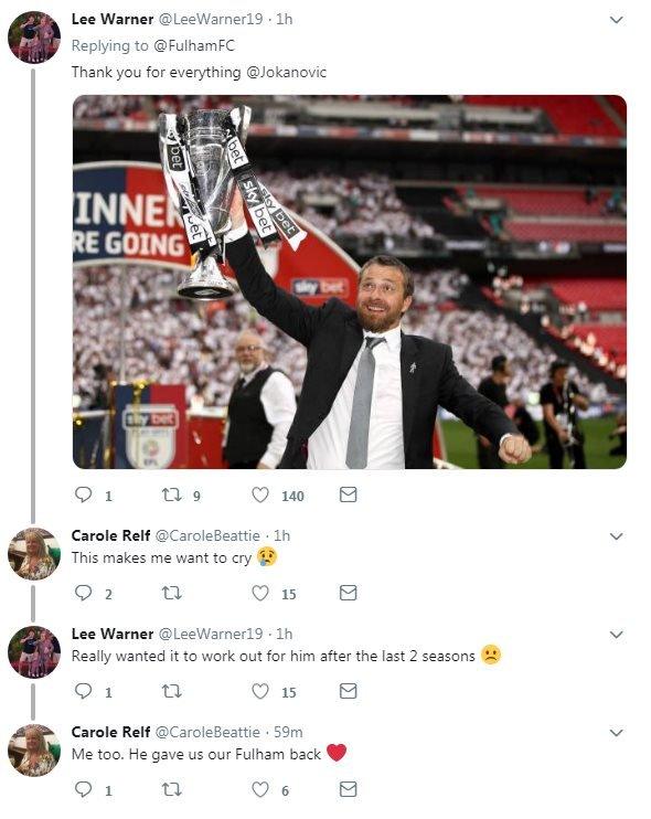 Reaction from Fulham fans saying they want to cry