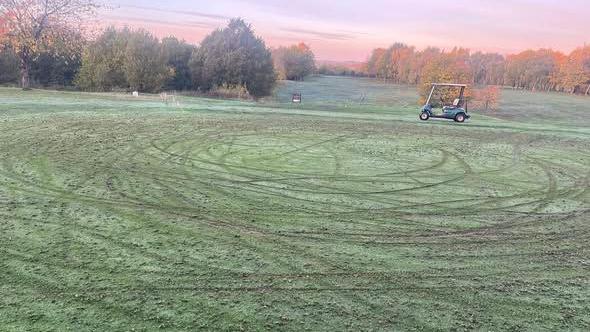 Damaged grass caused by motorcycles