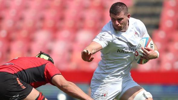 Nick Timoney is tackled by Ruan Venter of the Lions in the URC game between the sides at the end of September