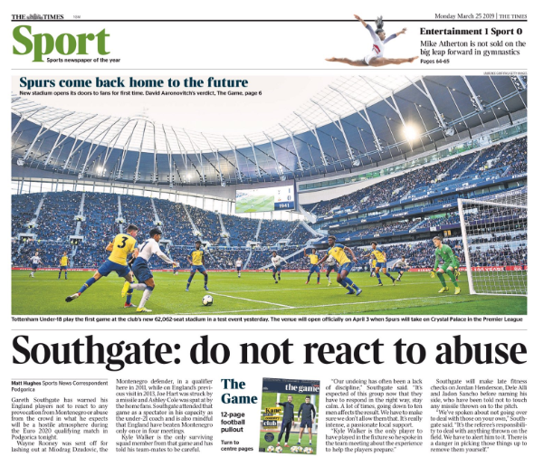 The Times also points to Southgate's request to not react to abuse