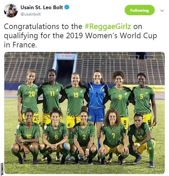 Usain Bolt tweeted the Reggae Girlz his congratulations