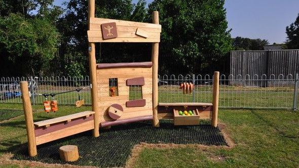 One of the new inclusive play areas at a playground.