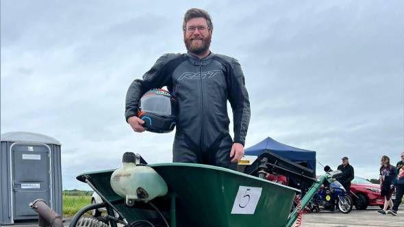 Dylan Phillips with his record-breaking wheelbarrow