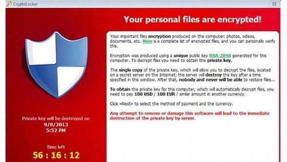 Screen image of cryptolocker