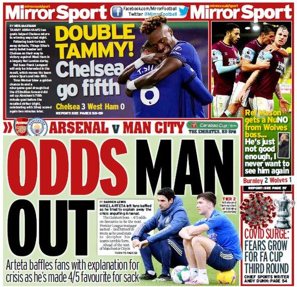 The back page of the Daily Mirror