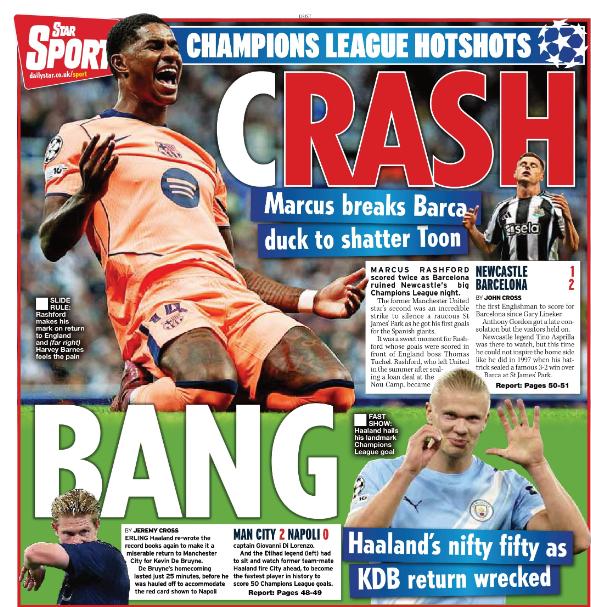 The back page of the Star