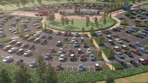 An artist's impression of how a planned park and ride car park in Leeds would have looked