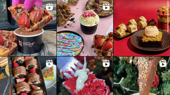 A variety of desserts are seen ranging from cake, ice cream and pastry on the Little Dessert Shop Instagram account