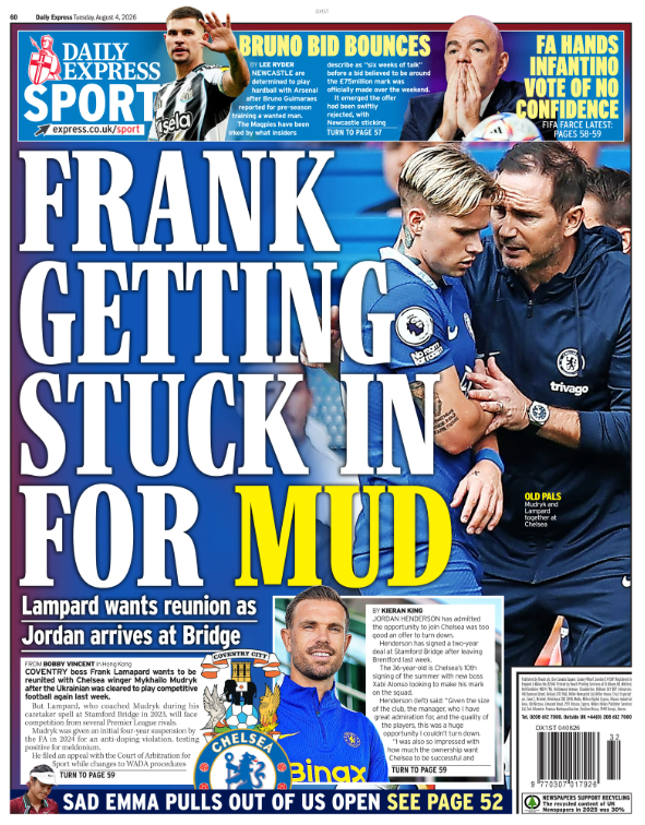 The back page of the Express