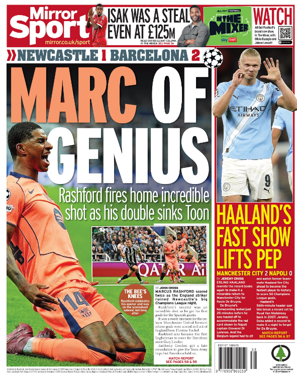The back page of the Mirror