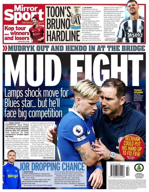 The back page of the Mirror