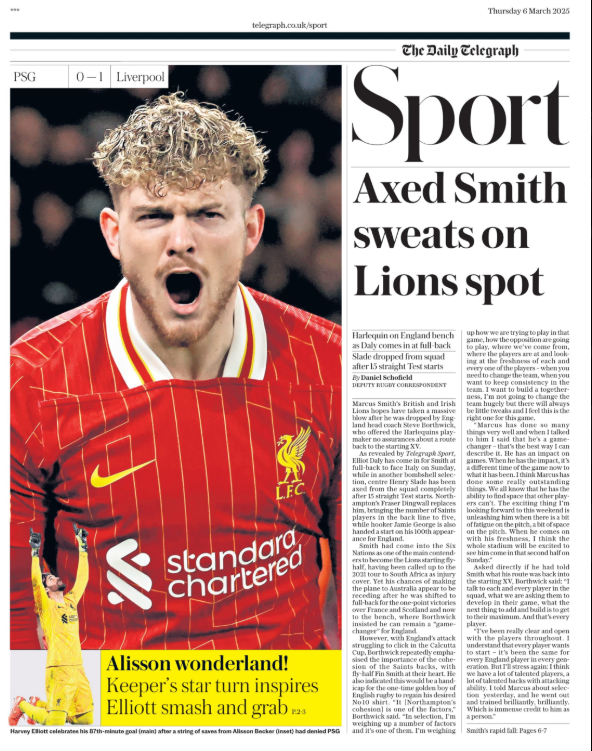 Telegraph back page