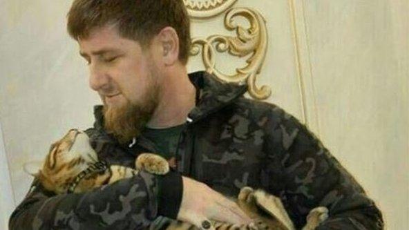 Kadyrov holding cat