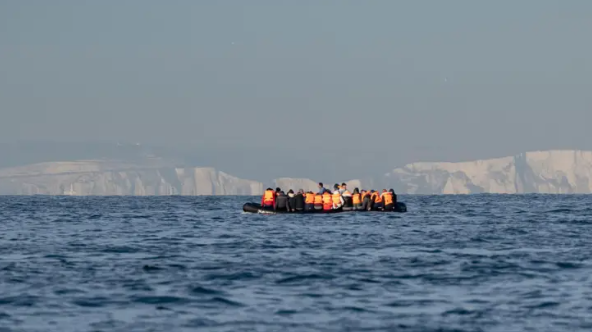 An image of migrants attempting to cross the English Channel.