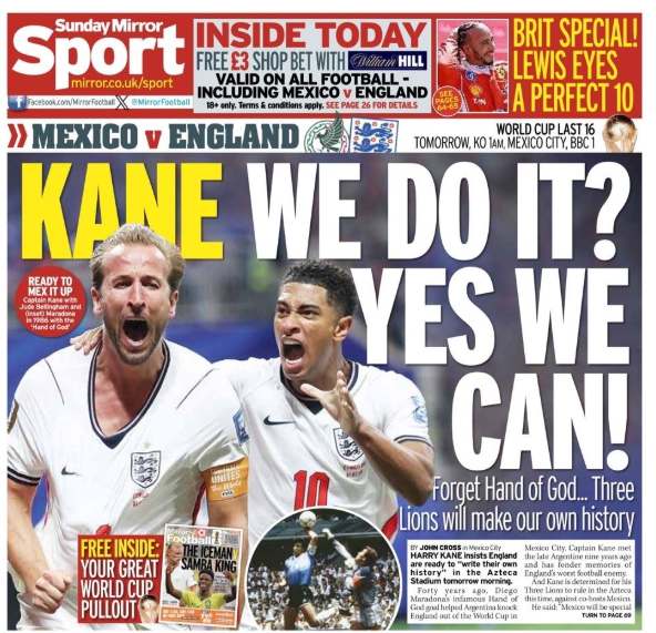 The back page of the Mirror