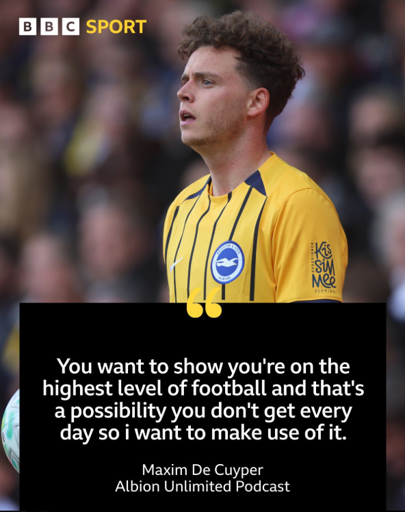 De Cuyper quote: "You want to show you're on the highest level of football and that's a possibility you don't get every day so I want to make use of it".